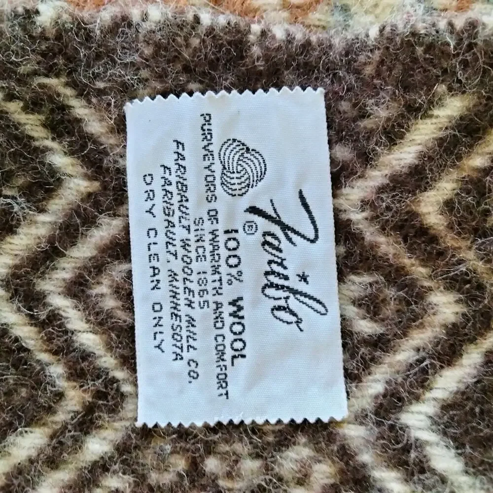 Vintage Faribo Wool Throw Blanket 42x43